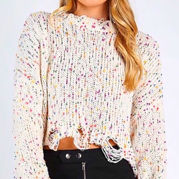 ❤️ LAST ONE! Chenille Embellished Confetti Sweater - Picture 2 of 7